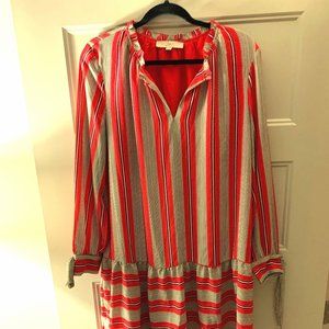 AT Loft Red/White stripe dress with tie blouse